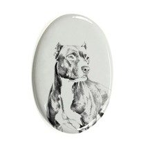 American Pit Bull Terrier - Gravestone oval ceramic tile with an image of a dog. - £7.98 GBP