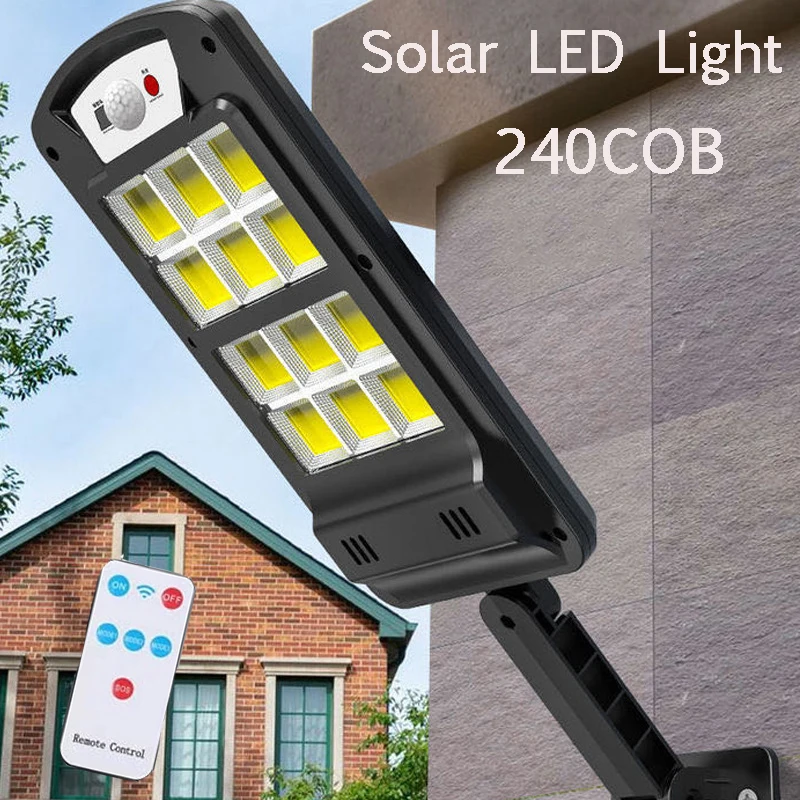 240 COB Solar LED Light Waterproof PIR Motion Sensor Smart Remote Control Lamp O - £91.33 GBP