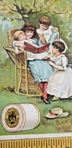 Victorian Trade Card J &amp; P COATS THREAD CHILDREN &amp; BABY READING WICKER C... - $9.00