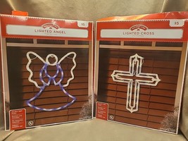 2 1990s Vintage Christmas Silhouette Angel &amp; Cross Tested Works - £8.68 GBP