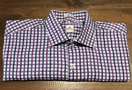 Peter Millar Purple Blue White Checkered Long Sleeve Shirt Men&#39;s Size Large - £17.91 GBP
