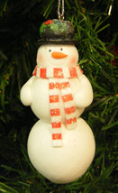 CLAY DOUGH SNOWMAN w/ CARROT NOSE AND RED &amp; WHITE SCARF CHRISTMAS TREE O... - $8.88