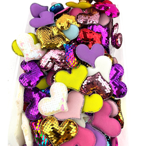 50 PC Puffy Hearts Craft Supplies Sequin Applique Assorted Colors Mixed NEW - £14.14 GBP