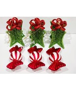 Christmas Candy Cane Presents Ornaments Whimsical Red Green Tree Decor 6pc - $24.99