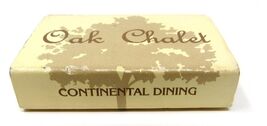 Oak Chalet Restaurant Bellmore Long Island New York Slider Match Box NY  us - $14.84