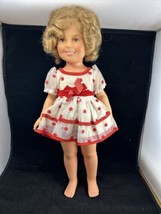 Hard Plastic Shirley Temple Doll IDEAL In Red Polka Dot Dress 15” - $12.86