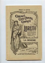 La Boheme Giacomo Puccini Libretto Chicago Civic Opera Company Fred Rullman  - £11.74 GBP