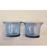 Blue Glass Votive Candle Holder Set of 2 Round with Flared Top - £10.82 GBP