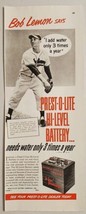 1950 Print Ad Prest-O-Lite Batteries Bob Lemon Pitcher Cleveland Indians - $15.79