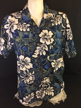 Rounds Bay Men Blue Floral Hawaiian Shirt 100% Polyester Bin58#9 - £24.27 GBP