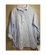 Joie 100% Linen Blouse 3/4 Button Long Sleeve Roll Tabs Light Blue Size XL - $24.95