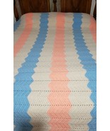 Handmade Bedspread Pastel 93&quot;W x90&quot;L Gorgeous - $61.75