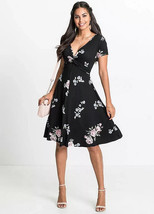 BON PRIX Flamenco Knotted Front Black Floral Dress UK 18 PLUS Size (FM39... - £33.86 GBP