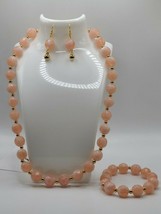 Handmade Jewlery Set-Stretchy Neckles,Stretchy Bracelet &amp; Earrings- Light Pink - £13.46 GBP