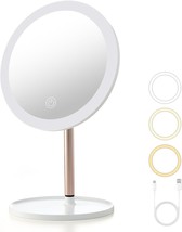 Yeake Lighted Makeup Mirror,8.5&quot; Large Rechargeable Vanity Mirror With 3... - £27.71 GBP