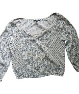 American Eagle Outfitters Floral Boho 3/4 Sleeve Crop Belly Blouse Women... - $9.60