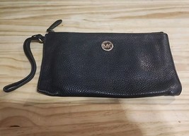 Women’s Michael Kors Leather Wristlet Black Purse Wallet Gold - $26.18