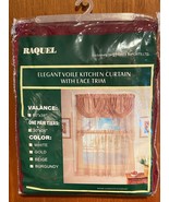 Raquel Kitchen Curtain w/Lace Trim Valance &amp; One Pair Tiers Burgundy *NE... - $14.99