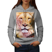 Wellcoda Lion Face Photo Animal Womens Hoodie, Cat Casual Hooded Sweatshirt - £29.43 GBP