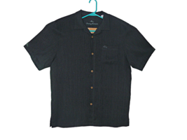 Tommy Bahama Mens Island Zone Silk Blend Charcoal Gray Button Up Dress Shirt Lg  - £27.28 GBP