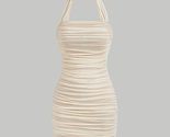 Casual sleeveless halter pencil bodycon mini dress cream 639779 thumb155 crop