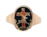 10k Yellow Gold Men&#39;s Ring Enamel Cross Deer / Elk Size 11.5 Jewelry (#J... - $450.45