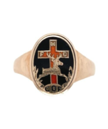 10k Yellow Gold Men&#39;s Ring Enamel Cross Deer / Elk Size 11.5 Jewelry (#J... - $616.08 CAD
