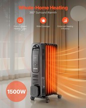 Electric Oil Filled Radiator 1500W Radiant Heater LED Screen Thermostat - $2,495.51 MXN