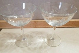 2 Etched Crystal Champagne Wine Toasting Glasses Wedding Celebration Party - £5.56 GBP