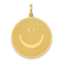 14K Yellow Gold Polished Smiley Face Pendant Jewelry 26.8mm x 19.7mm - £111.12 GBP