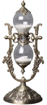 Hourglass Timer Embossed White Sand Metal Glass Kitchen Wedding Gifts NEW - £35.21 GBP