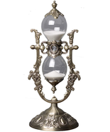 Hourglass Timer Embossed White Sand Metal Glass Kitchen Wedding Gifts NEW - £34.75 GBP