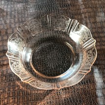 Vintage Pink Depression Glass Bowl Dish Etched Pattern Scalloped Edges, 6” - £5.42 GBP