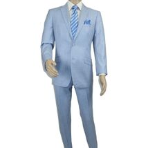 Men RENOIR suit Solid 2 Button Business Formal All Purpose Slim Fit 203-9 Blue image 2