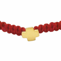 Kabbalah Red String Bracelet 14k Solid Gold Christian Cross Minimalist jewelry - £90.51 GBP