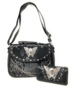 Texas West Women&#39;s Metal Skull With Wings and Chains Handbag Purse in 2 ... - $84.92 CAD