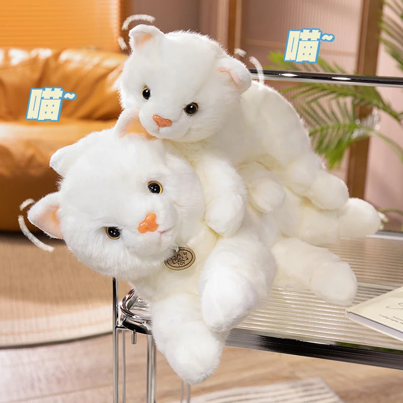 High Quality Persian Cat White Cat Kitten Plushie Pet Kids Room Decor for Xmas - £68.66 GBP