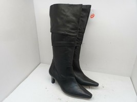 Ross Hommerson Women&#39;s Casual Tall High-Heeled Boots Black Leather Size 9W - £45.54 GBP