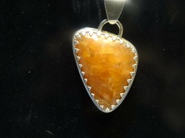 Orange Calcite Pendant..Handmade Set In Sterling Silver 37.1 X 27.2 Mm.Original - £87.79 GBP