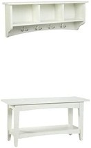 Shaker Cottage 36 In. Storage Coat Hook And Bench With Shelf Set (Ivory) - £259.57 GBP