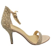 Betsey Johnson Stiletto Sandals Womens 10M Champagne Metallic Jeweled SB... - £39.43 GBP