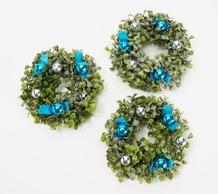 Set of 3 Glistening Boxwood Mini Rings by Valerie in Blue Color - $32.94