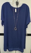 NWT LULAROE 3XL Solid Navy Blue Christy V-Neck Tee - £31.56 GBP