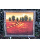 CATAN Original ABSTRACT MODERN LANDSCAPE VINTAGE Mid Century Signed Oil ... - £478.12 GBP