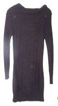 Sz S - Pink Rose Black  Long Sleeve Knitted Sweater Dress - £21.22 GBP