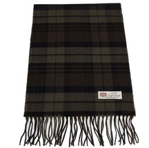 Men&#39;S 100% Cashmere Scarf Wrap Plaid Olive/Brown/Black Made In England#1... - £15.56 GBP