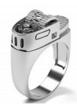 SILVER LIGHTER SHAPED METAL BIKER RING BRX069 smoke mens jewelry flame n... - $174.33 MXN