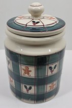 Vtg Hartstone Pottery Christmas Gingerbread Plaid Cookie Jar  1983 Xmas Canister - £38.22 GBP