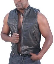 Lambskin Party Western Men Wear Leather Jacket Black Waistcoat Vest Coat... - $2,143.75 MXN+