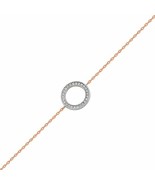 Tiny Diamond Hollow Circle Bracelet For Women 14K Solid Gold Classic Jew... - $976.43 CAD